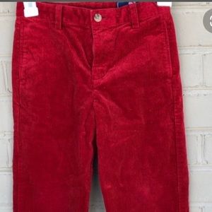 Vineyard Vines red velvet corduroy pants.